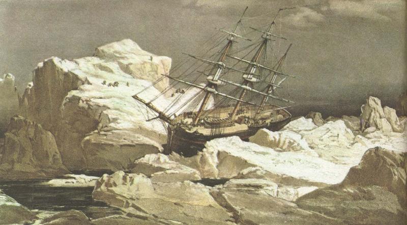 william r clark robert mcclures skepp invepp i nvestigator sitter fast i isen norr om bankon 1850-52 China oil painting art